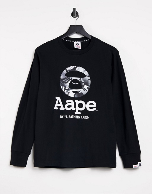 AAPE By A Bathing Ape classic logo long sleeve in black