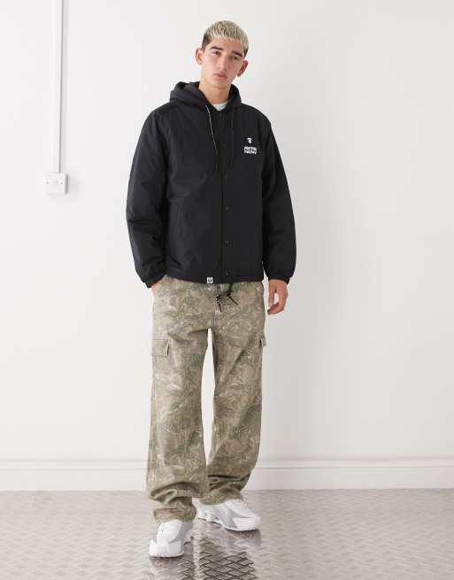 A BATHING APE coach jacket ブラックジャケット A BATHING APE BAPE LOGO COACH JACKET -ONLINE EXCLUSIVE