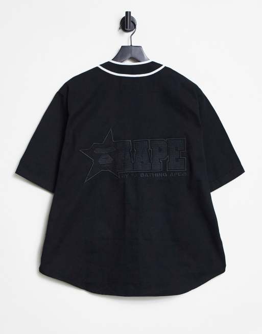 AAPE By A Bathing Ape college baseball shirt in black, 2 of 4