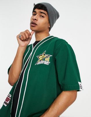 AAPE By A Bathing Ape college baseball shirt in green - ASOS Price Checker
