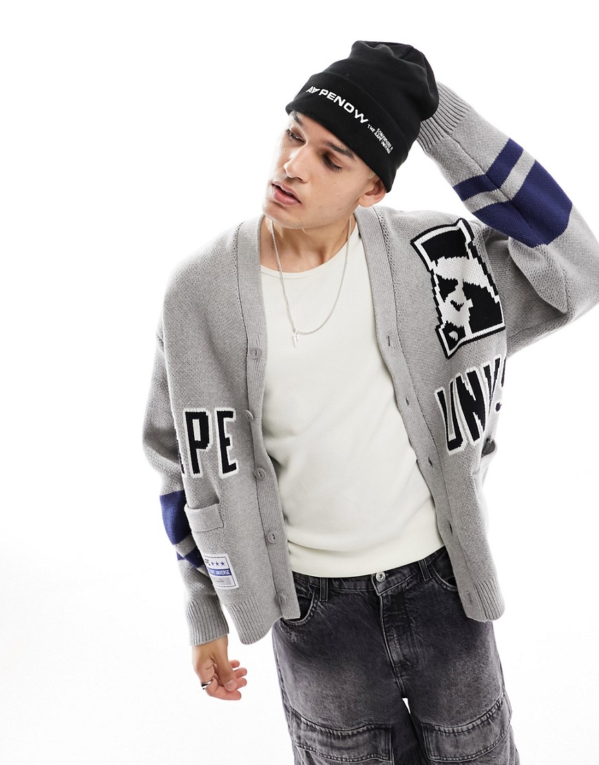 Aape By A Bathing Ape college cardigan in grey