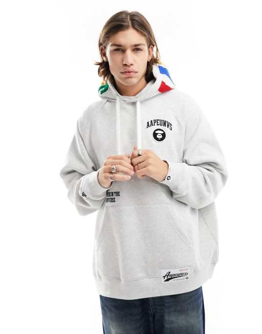 AAPE By A Bathing Ape college hoodie in gray ASOS