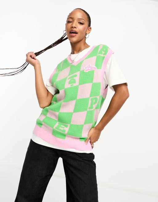 Aape By A Bathing Ape college knitted vest in pink