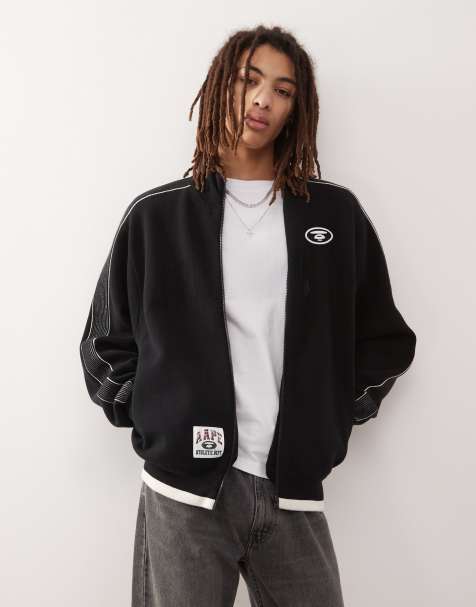 Aape by A Bathing Ape college logo knit track jacket in black - view 1
