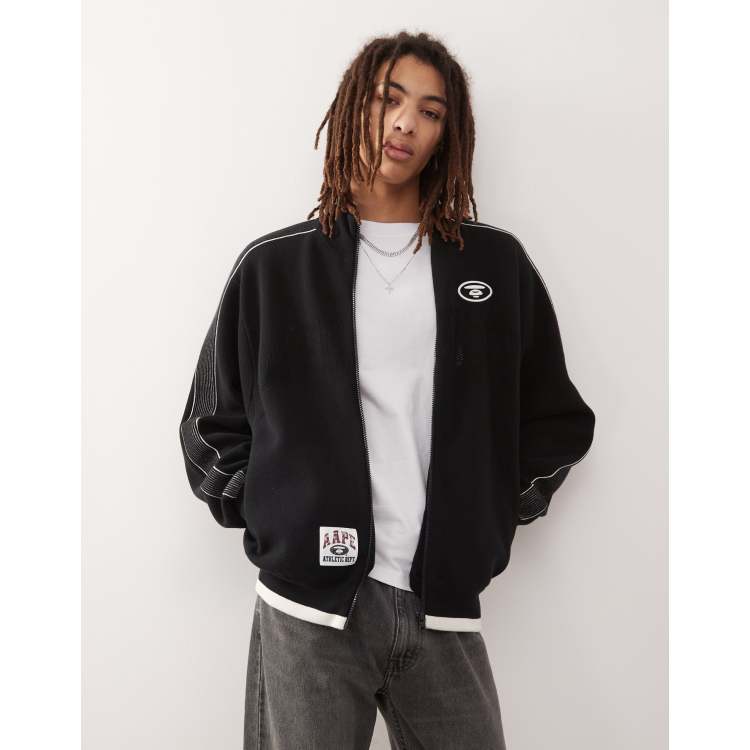 トップス A BATHING APE logo track jacket S Aape by A Bathing Ape college logo knit track jacket in black | ASOS