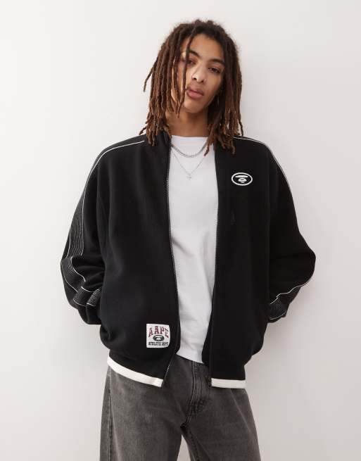 Aape by A Bathing Ape college logo knit track jacket in navy  