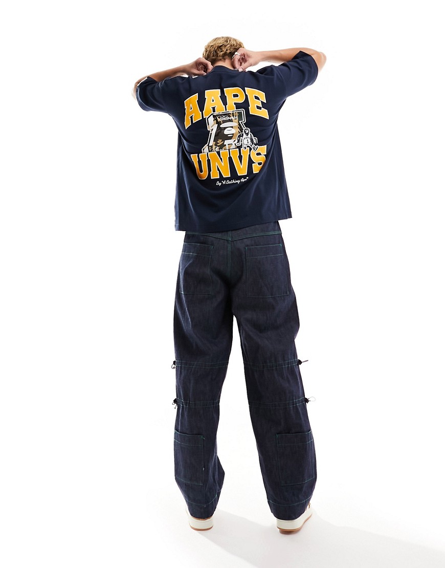 Aape By A Bathing Ape college long sleeve top in navy