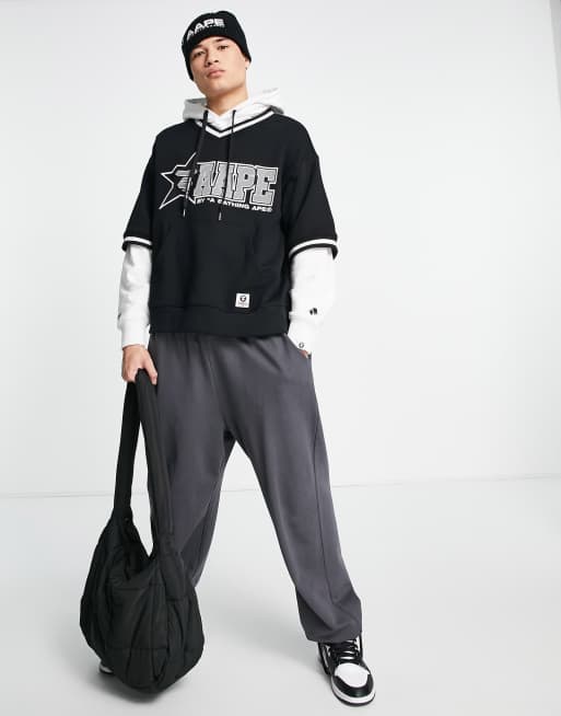 AAPE By A Bathing Ape college oversized hoodie in black ASOS