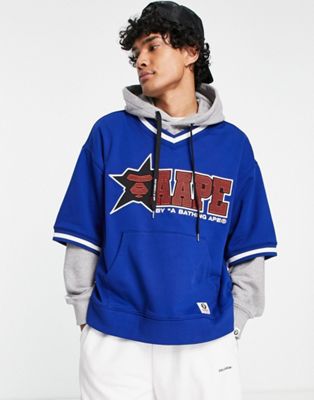 AAPE By A Bathing Ape college oversized hoodie in blue - ASOS Price Checker