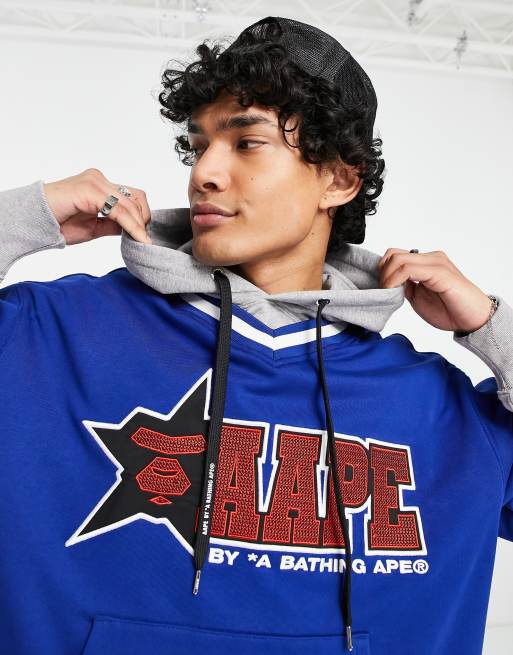 AAPE By A Bathing Ape college oversized hoodie in blue