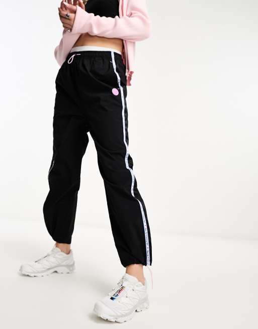 Aape By A Bathing Ape college parachute pants in black