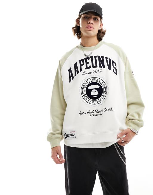 Aape By A Bathing Ape college sweatshirt in beige | ASOS