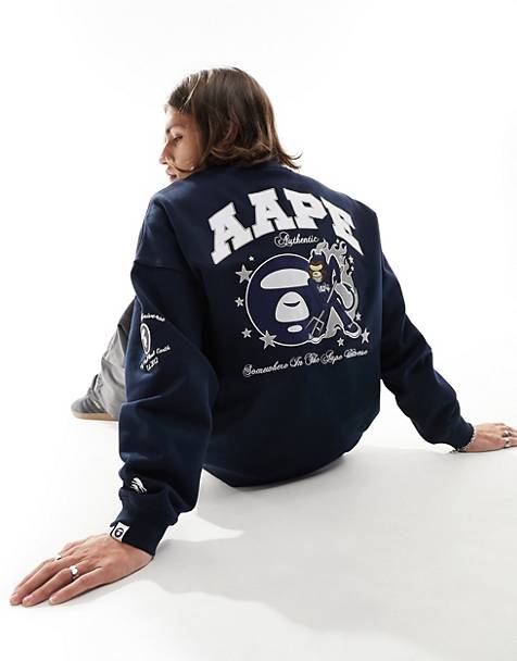 Aape By A Bathing Ape college sweatshirt in navy