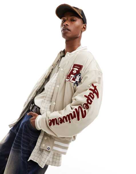 Aape By A Bathing Ape college varsity jacket in beige