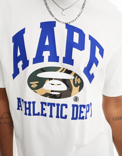 AAPE By A Bathing Ape collegiate T shirt in white