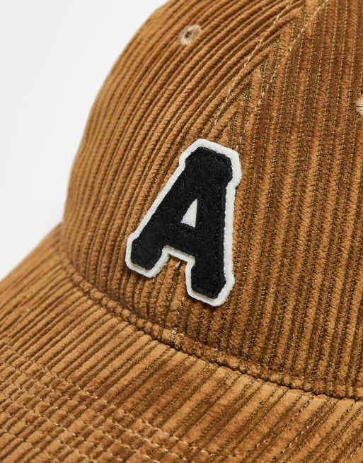 Aape by A Bathing Ape corduroy collegiate logo cap in dark beige