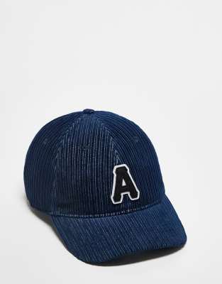 AAPE BY A BATHING APE® Aape by A Bathing Ape corduroy collegiate logo cap in navy