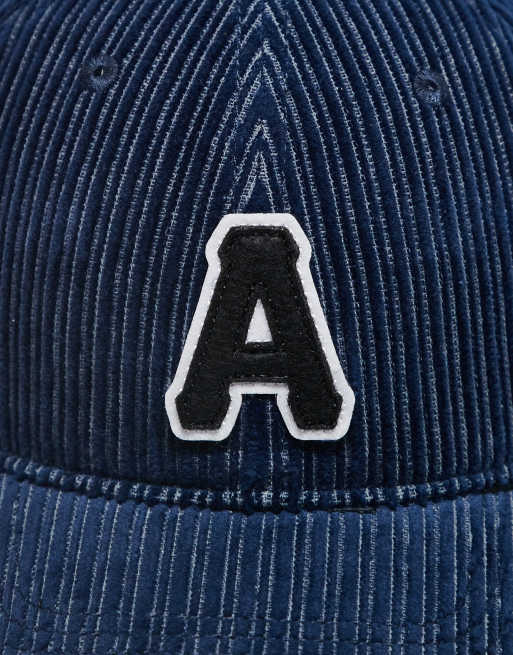 Aape by A Bathing Ape corduroy collegiate logo cap in navy