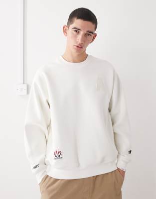 Aape By A Bathing Ape Crew Neck Sweatshirt With Back Print In White
