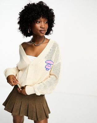 AAPE By A Bathing Ape crop knitted cardigan in off white | ASOS