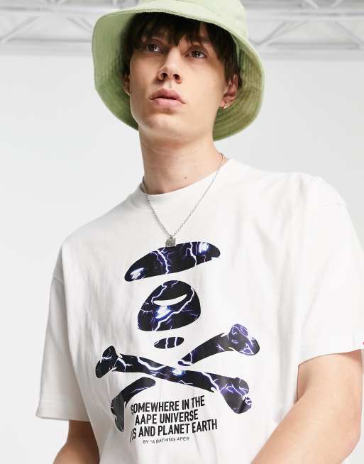 AAPE by A Bathing Ape - Cross bone lightning - T-shirt met print in wit