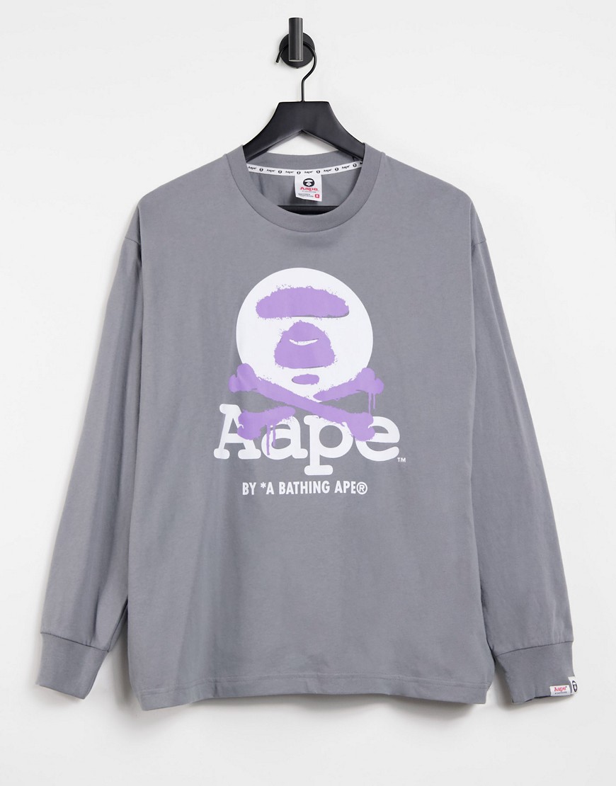 AAPE By A Bathing Ape crossbones long sleeve top in grey