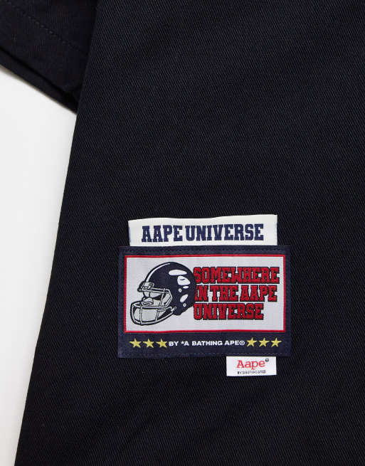 AAPE By A Bathing Ape – Czarna koszula jeansowa w stylu bejsbolowym, 3 z 4
