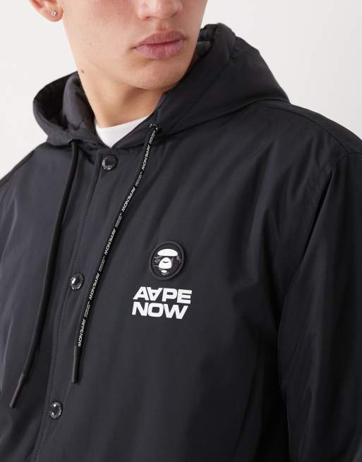 AAPE By A Bathing Ape – Czarna kurtka typu coach z haftem na plecach, 5 z 5