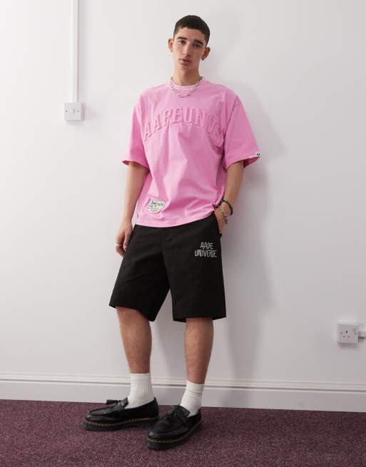AAPE by A BATHING APE – Czarne luźne szorty z nadrukami logo, 5 z 5