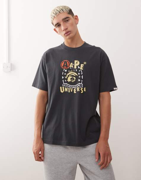 AAPE By A Bathing Ape – Czarny T-shirt o pudełkowym kroju z logo z przodu - view 1