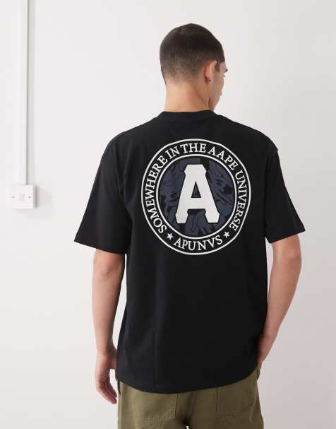 AAPE By A Bathing Ape – Czarny T-shirt o pudełkowym kroju z nadrukiem z przodu i na plecach - view 1