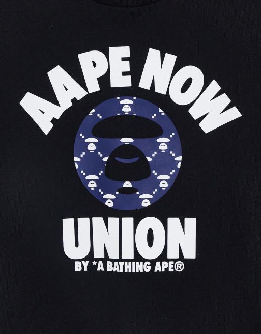 AAPE By A Bathing Ape – Czarny T-shirt w stylu uniwersyteckim, 2 z 4