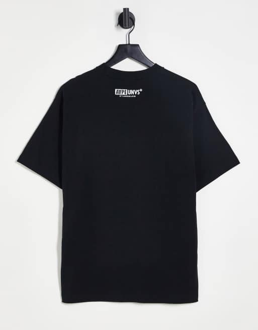 AAPE By A Bathing Ape – Czarny T-shirt w stylu uniwersyteckim, 4 z 4