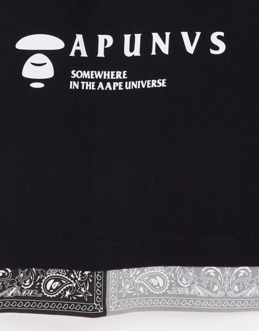 AAPE By A Bathing Ape – Czarny T-shirt z doszywaną warstwą, 3 z 4