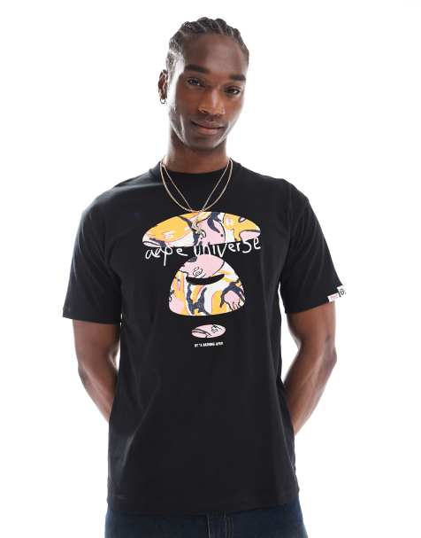 AAPE By A Bathing Ape – Czarny T-shirt z logo na piersi - view 1