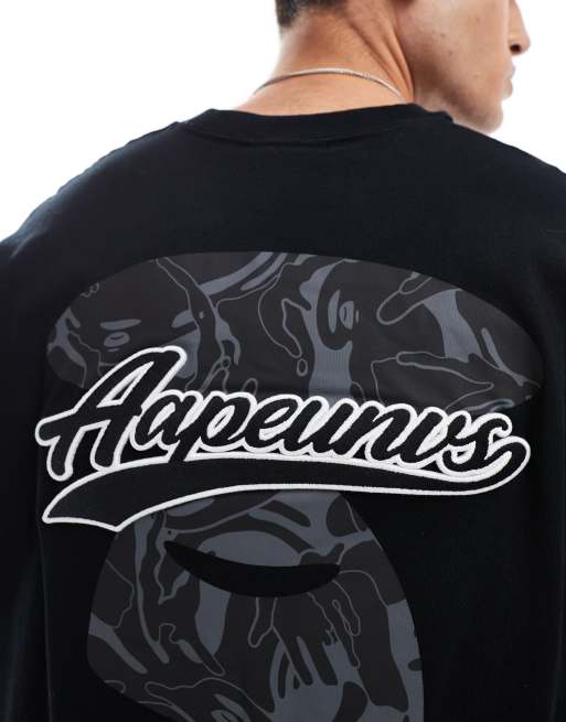 AAPE By A Bathing Ape – Czarny T-shirt z logo na plecach, 3 z 4