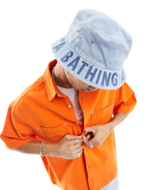 AAPE By A Bathing Ape - Denim bucket hat met camouflageprint in blauw