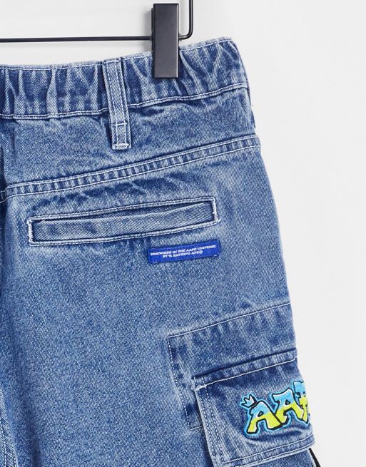 Buy AAPE BY *A BATHING APE® Checkerboard Denim Dungarees - Blue At