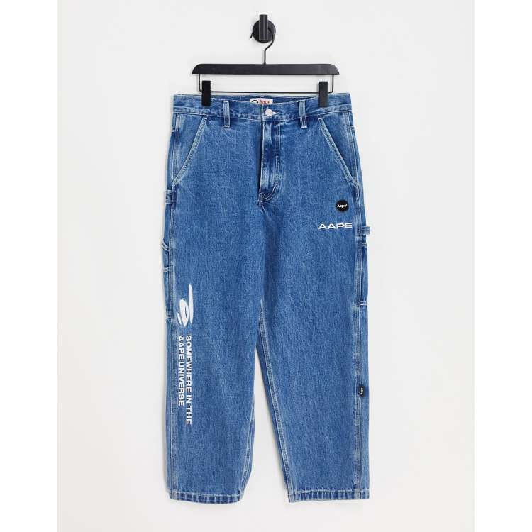 AAPE By A Bathing Ape denim carpenter jeans in blue