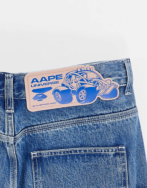 AAPE By A Bathing Ape denim carpenter jeans in blue