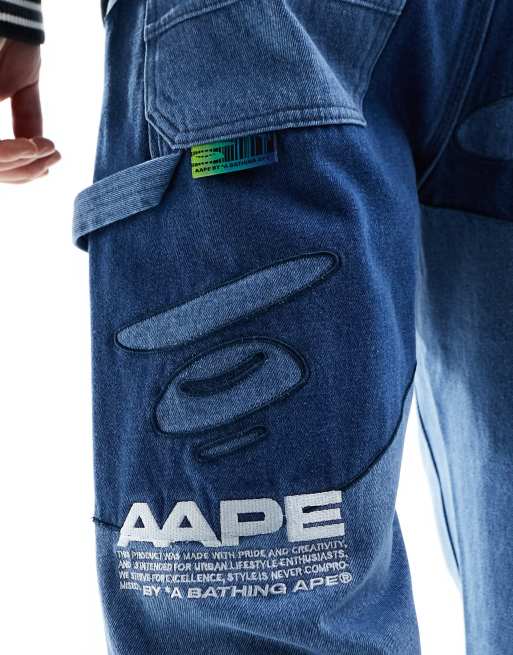 AAPE By A Bathing Ape denim carpenter pants in blue | ASOS