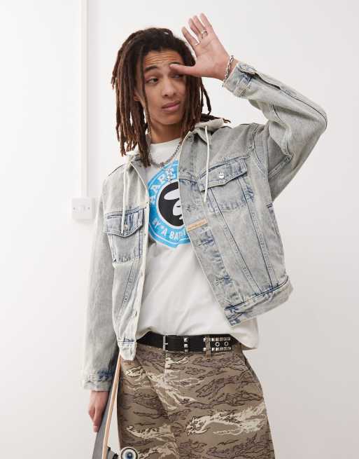 Aape by A Bathing Ape denim hooded jacket and back emboridery in light blue , 2 of 4