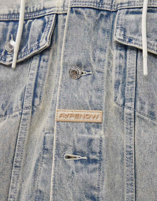 Aape by A Bathing Ape denim hooded jacket and back emboridery in light blue , 3 of 4