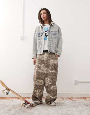 AAPE BY A BATHING APE® Aape by A Bathing Ape denim hooded jacket and back embroidery in light blue