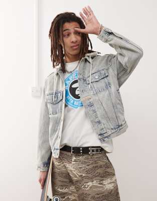 Aape By A Bathing Ape Denim Hooded Jacket And Back Embroidery