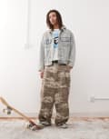 [AAPE BY A BATHING APE®] Aape by A Bathing Ape denim hooded jacket with back embroidery in light blue XL BLUE