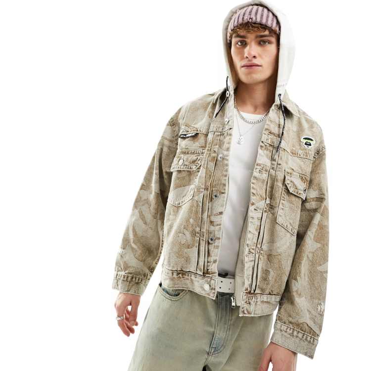 AAPE By A Bathing Ape denim jacket in beige ASOS