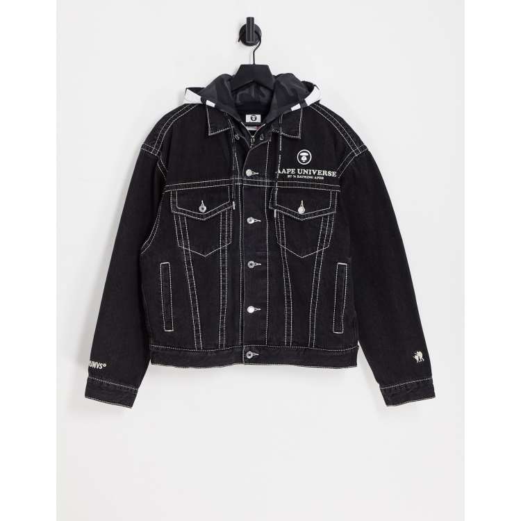 AAPE By A Bathing Ape denim jacket in black | ASOS