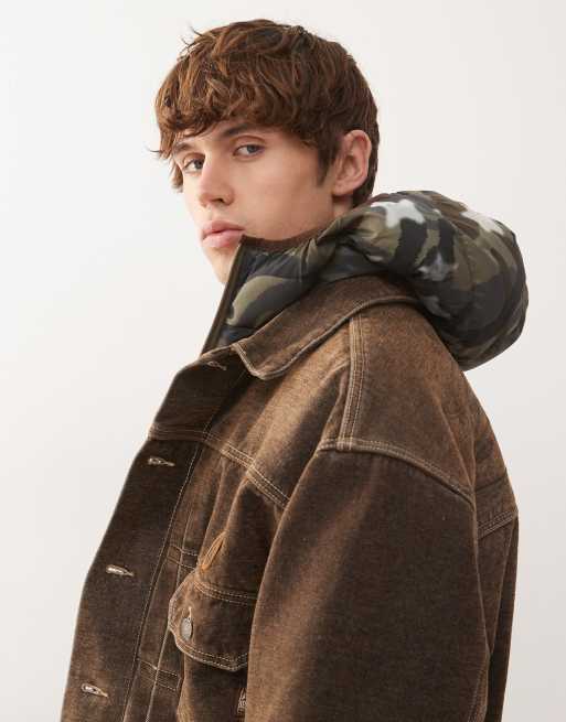 Aape by A Bathing Ape denim jacket with camo padded hood in multi - part of a set, 4 of 5