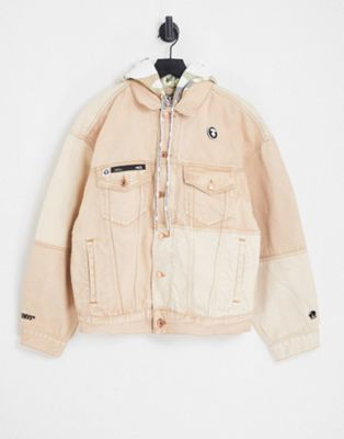 AAPE By A Bathing Ape denim jacket with detachable hood in beige - ASOS Price Checker
